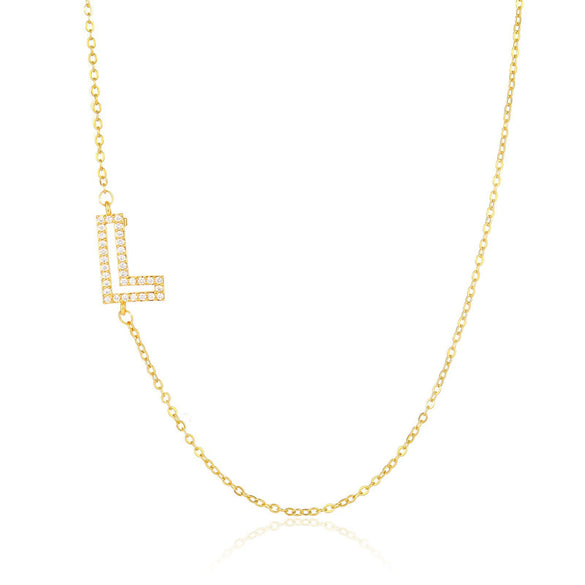 Wholesale Jewelry Women's Clavicle Chain Copper Goldplated Zircon Letter Style