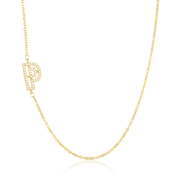Wholesale Jewelry Women's Clavicle Chain Copper Goldplated Zircon Letter Style