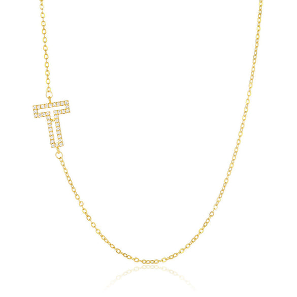Wholesale Jewelry Women's Clavicle Chain Copper Goldplated Zircon Letter Style