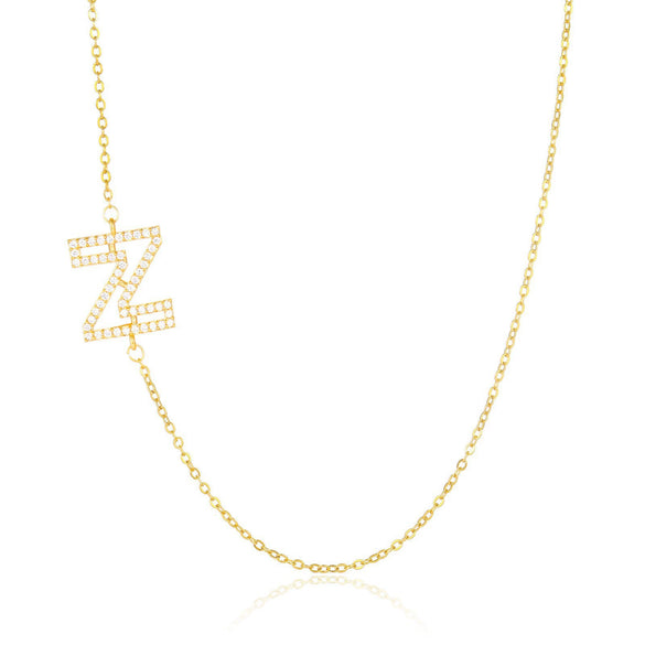 Wholesale Jewelry Women's Clavicle Chain Copper Goldplated Zircon Letter Style