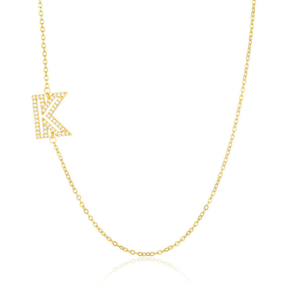 Wholesale Jewelry Women's Clavicle Chain Copper Goldplated Zircon Letter Style