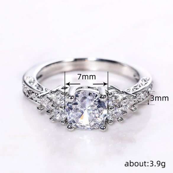 Wholesale Jewelry Women's Copper Geometric Inlaid Zircon Ring