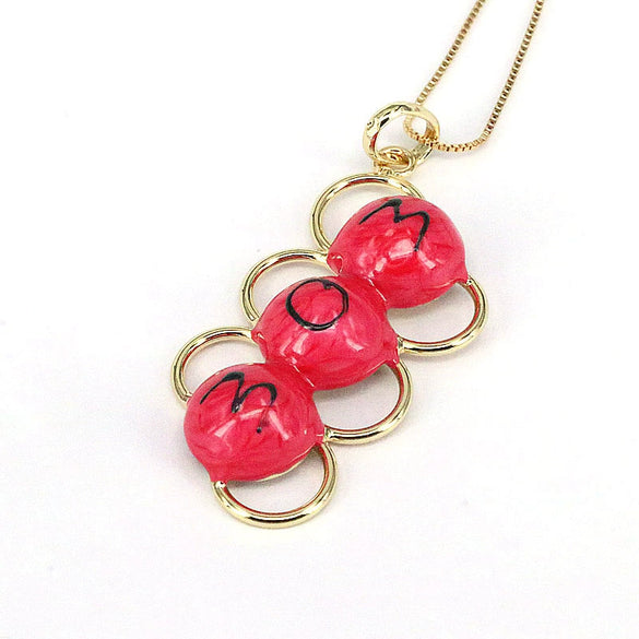Wholesale Jewelry Women's Copper Pendant Necklace With Mixed Gem Inlay Letters Pattern And Electroplating Treatment Box Chain