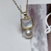 Wholesale Jewelry Women's Cute Cat Pendant Threepiece Set With Freshwater Pearls And Copper Alloy Accessories