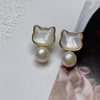 Wholesale Jewelry Women's Cute Cat Pendant Threepiece Set With Freshwater Pearls And Copper Alloy Accessories