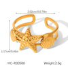 Wholesale Jewelry Women's Geometric Star Pattern Stainless Steel Electroplated Shell And Starfish Earrings