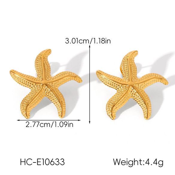 Wholesale Jewelry Women's Geometric Star Pattern Stainless Steel Electroplated Shell And Starfish Earrings