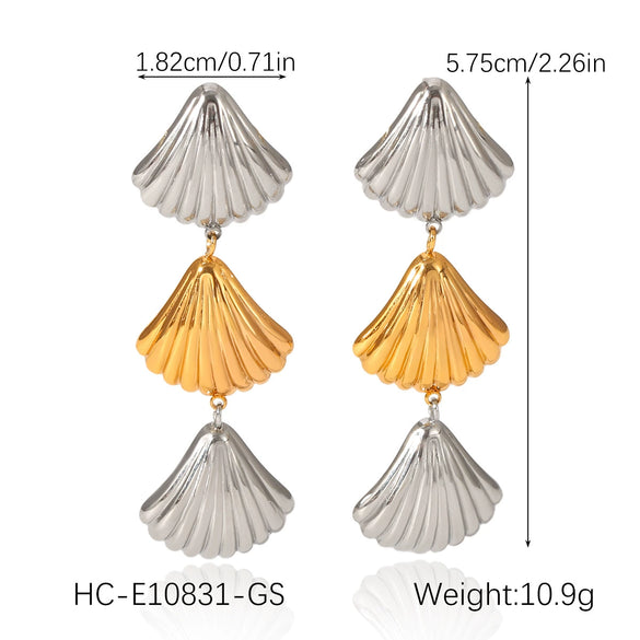 Wholesale Jewelry Women's Geometric Star Pattern Stainless Steel Electroplated Shell And Starfish Earrings