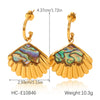 Wholesale Jewelry Women's Geometric Star Pattern Stainless Steel Electroplated Shell And Starfish Earrings