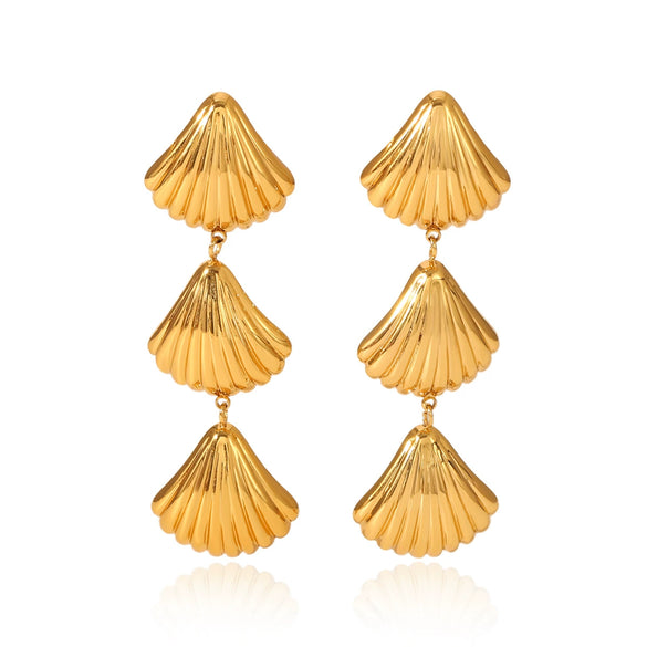 Wholesale Jewelry Women's Geometric Star Pattern Stainless Steel Electroplated Shell And Starfish Earrings