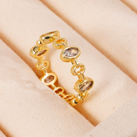 Wholesale Jewelry Women's Light Luxury Copper Fourleaf Clover Flower Ring With Electroplating
