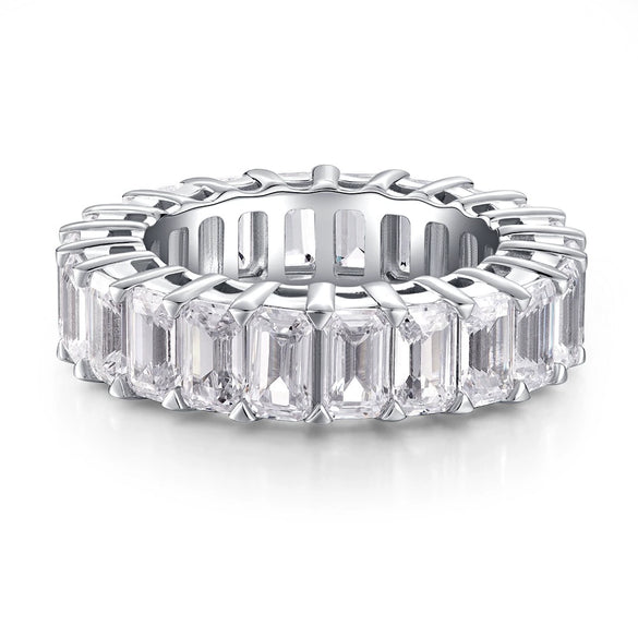 Wholesale Jewelry Women's S925 Sterling Silver Geometric Ring With Pagoda Cut Zircon And Electroplating