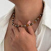Wholesale Jewelry Wooden Beaded Geometric Bamboo Chain Necklace Handmade Male Accessories