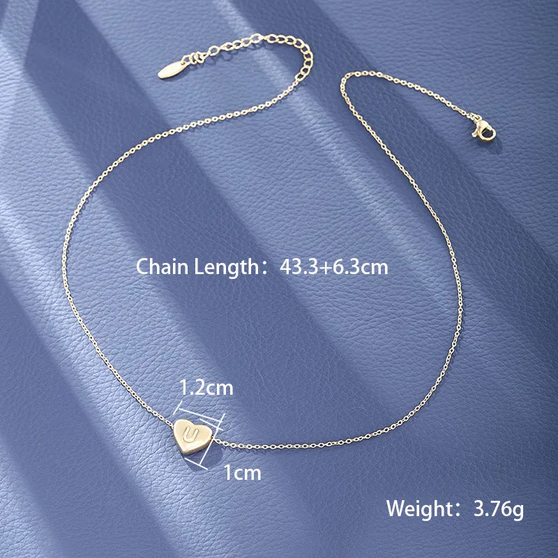 Wholesale Jewelry XUPING Simple Style Commute Letter Heart Shape 304 Stainless Steel 18K Gold Plated Necklace