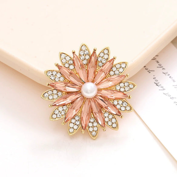 Wholesale Jewelry Zinc Alloy Crystal Gem Flower Light Luxury Accessories