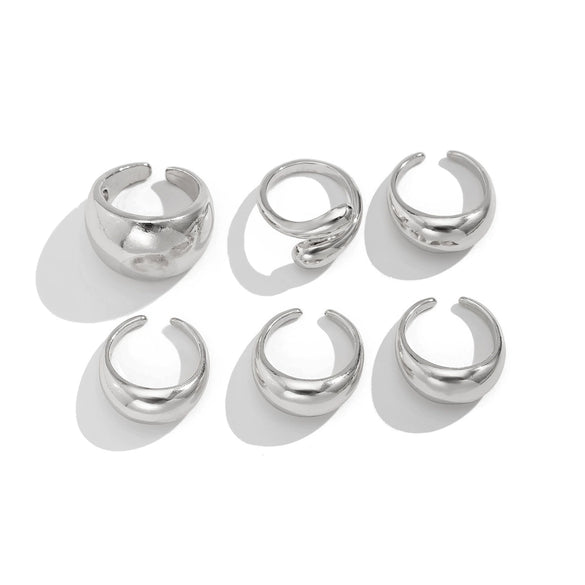 Wholesale Jewelry Zinc Alloy Geometric Hiphop Style Doublelayer Curved Ring Electroplated