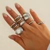 Wholesale Jewelry Zinc Alloy Geometric Hiphop Style Doublelayer Curved Ring Electroplated
