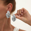 Wholesale Jewelry Zinc Alloy Geometric Metal Leaf Earrings With Electroplating And Ins Style