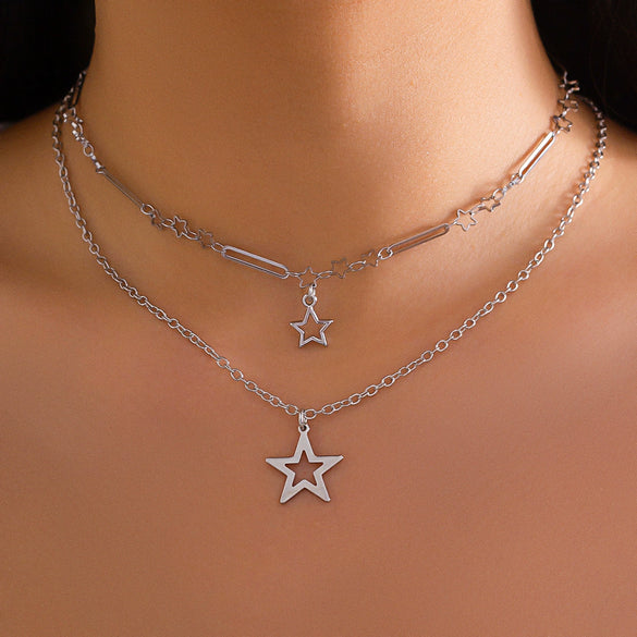 Wholesale Jewelry Zinc Alloy Star Geometric Electroplated Necklace For Women