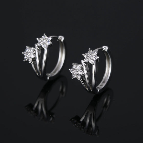 Wholesale Jewelry Zircon Hexagonal Star Environmental Protection Copper Microinlaid Women's Trendy Earrings