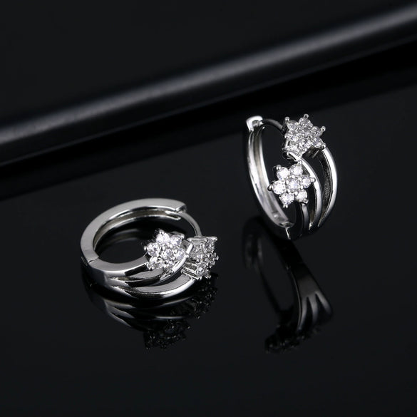 Wholesale Jewelry Zircon Hexagonal Star Environmental Protection Copper Microinlaid Women's Trendy Earrings