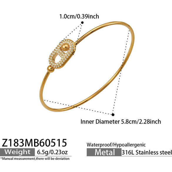 Wholesale 18K Electroplated Stainless Steel Geometric Pig Nose Love Bracelet For Women
