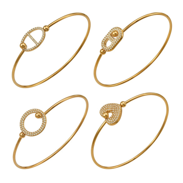 Wholesale 18K Electroplated Stainless Steel Geometric Pig Nose Love Bracelet For Women