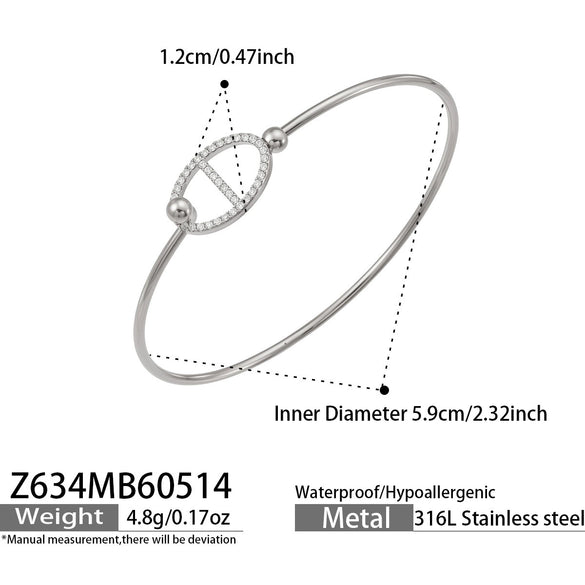Wholesale 18K Electroplated Stainless Steel Geometric Pig Nose Love Bracelet For Women
