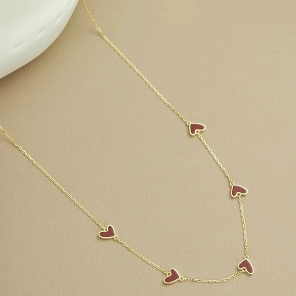 Wholesale 18K Electroplated Stainless Steel Heartshaped Pendant Necklace With O Word Chain For Women