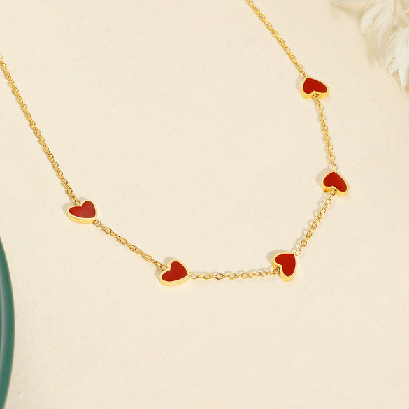 Wholesale 18K Electroplated Stainless Steel Heartshaped Pendant Necklace With O Word Chain For Women