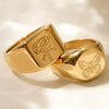 Wholesale 18K Gold Electroplated Engraved Geometric Butterfly And Peony Flower Stainless Steel Ring And Bracelet For Women