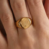 Wholesale 18K Gold Electroplated Engraved Geometric Butterfly And Peony Flower Stainless Steel Ring And Bracelet For Women