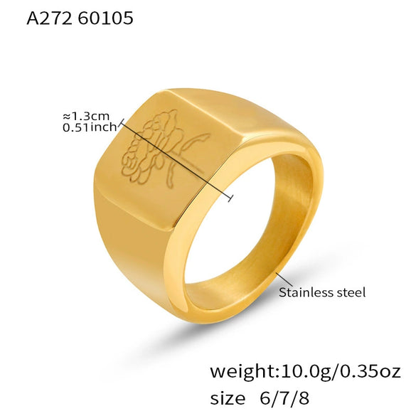 Wholesale 18K Gold Electroplated Engraved Geometric Butterfly And Peony Flower Stainless Steel Ring And Bracelet For Women