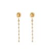 Wholesale 18K Gold Electroplated Stainless Steel Geometric Smiley Face Sun Zircon Tassel Earrings For Women