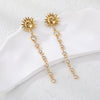 Wholesale 18K Gold Electroplated Stainless Steel Geometric Smiley Face Sun Zircon Tassel Earrings For Women