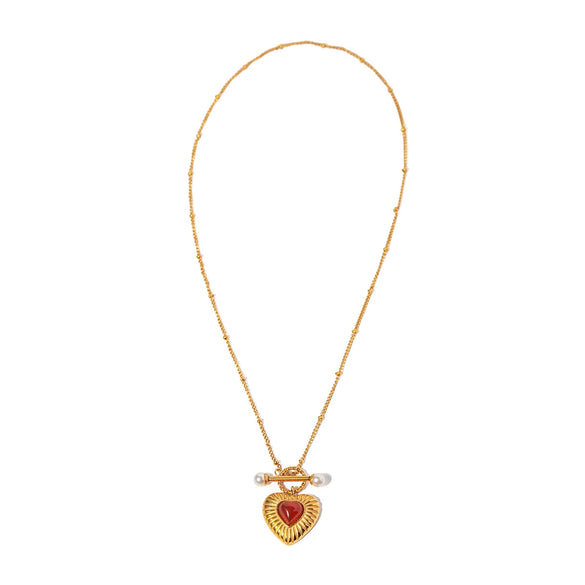 Wholesale 18K Gold Electroplated Stainless Steel Heartshaped Pendant Necklace For Women