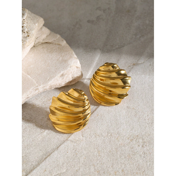 Wholesale 18K Gold Electroplated Stainless Steel Oblique Thread Earrings For Women