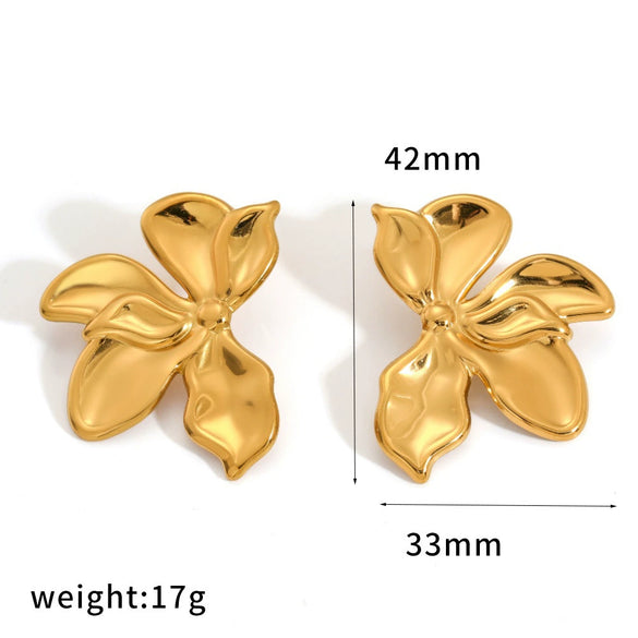 Wholesale 18K Gold Electroplated Stainless Steel Plants And Flowers Jewelry Set For Women Earrings And Rings