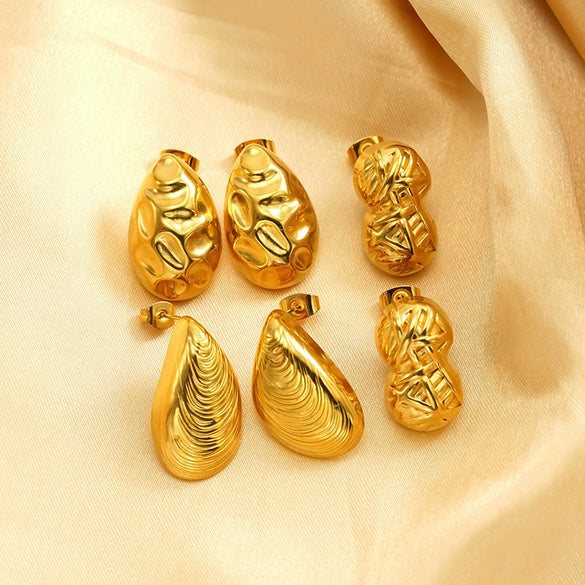 Wholesale 18K Gold Electroplated Titanium Steel Geometric Drop Shape Earrings For Women