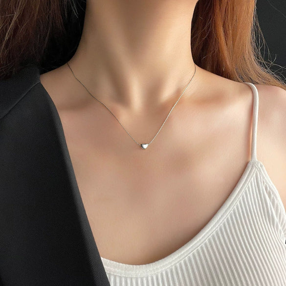Wholesale 18K Gold Electroplated Titanium Steel Small Heart Pendant Necklace For Women