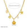Wholesale 18K Gold Plated Animals Zodiac Shell Starfish Pendant Stainless Steel O Word Chain Necklace For Women