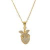 Wholesale 18K Gold Plated Copper Fruit Necklace With Zircon Inlay For Women Fairy Style O Word Chain