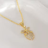 Wholesale 18K Gold Plated Copper Fruit Necklace With Zircon Inlay For Women Fairy Style O Word Chain