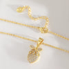 Wholesale 18K Gold Plated Copper Fruit Necklace With Zircon Inlay For Women Fairy Style O Word Chain