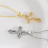 Wholesale 18K Gold Plated Copper Geometric Cross Zirconencrusted Pendant Necklace For Unisex