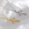 Wholesale 18K Gold Plated Copper Geometric Cross Zirconencrusted Pendant Necklace For Unisex