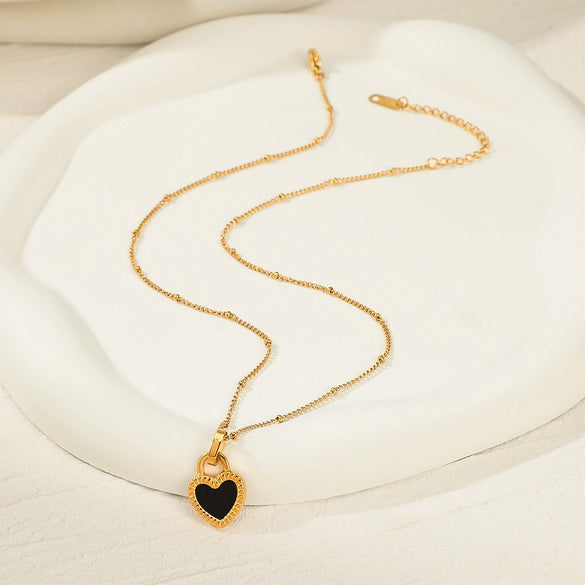 Wholesale 18K Gold Plated Doublesided Heart Stainless Steel Clavicle Necklace For Women