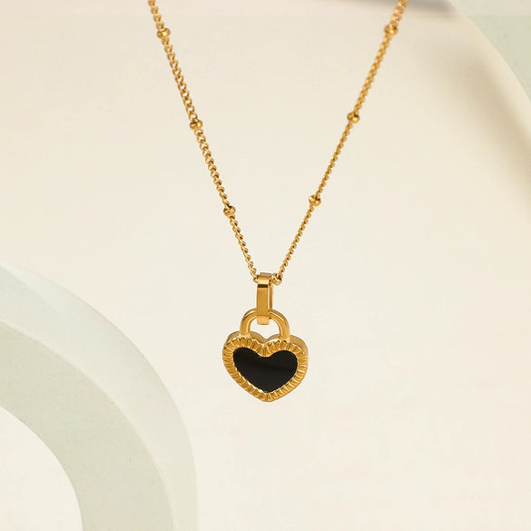 Wholesale 18K Gold Plated Doublesided Heart Stainless Steel Clavicle Necklace For Women