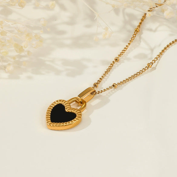 Wholesale 18K Gold Plated Doublesided Heart Stainless Steel Clavicle Necklace For Women