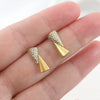 Wholesale 18K Gold Plated Geometric Copper Earrings With Triangular And Square Zircon Encrusted Ear Clips For Women